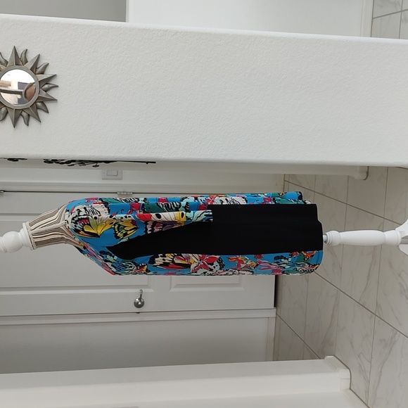 Nicole Miller Butterfly Print Color Block Stretch Jersey Sheath Dress S Colorful - Picture 9 of 12